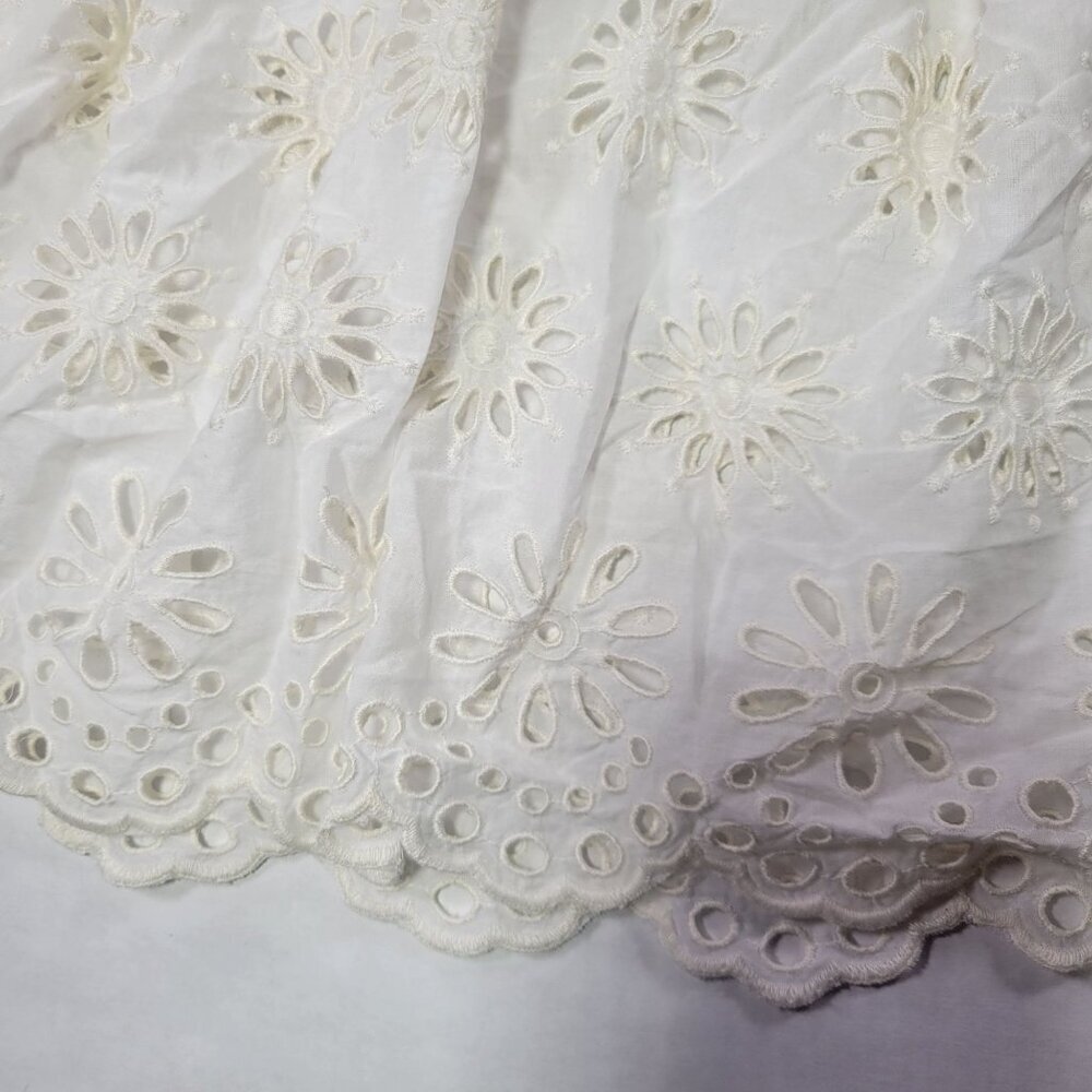 Madewell Womens White Eyelet Puff Sleeve Cotton Blend Top Size M - Picture 2 of 8